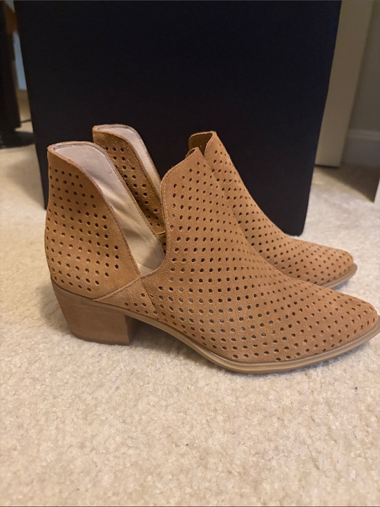 Steven By Steve Madden Shoes - Women’s Perforated Tan Suede Ankle Booties